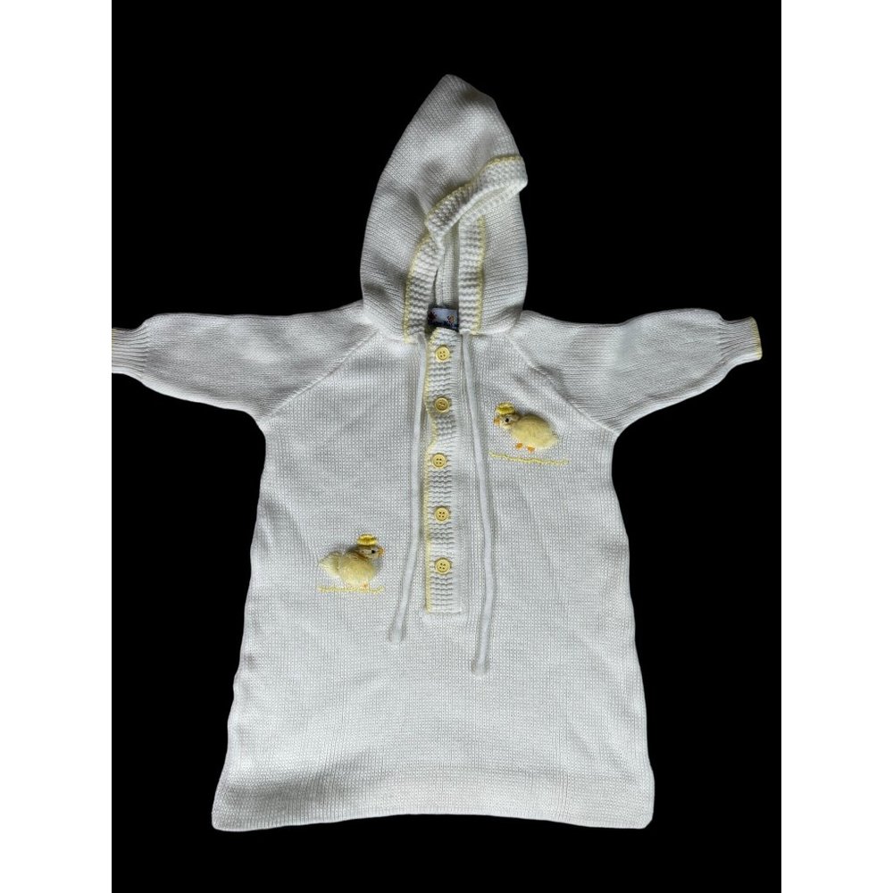 Vintage Baby Kisses Button Down Baby 3D Chick Bunting w/ Hoodie White Yellow - Picture 1 of 5